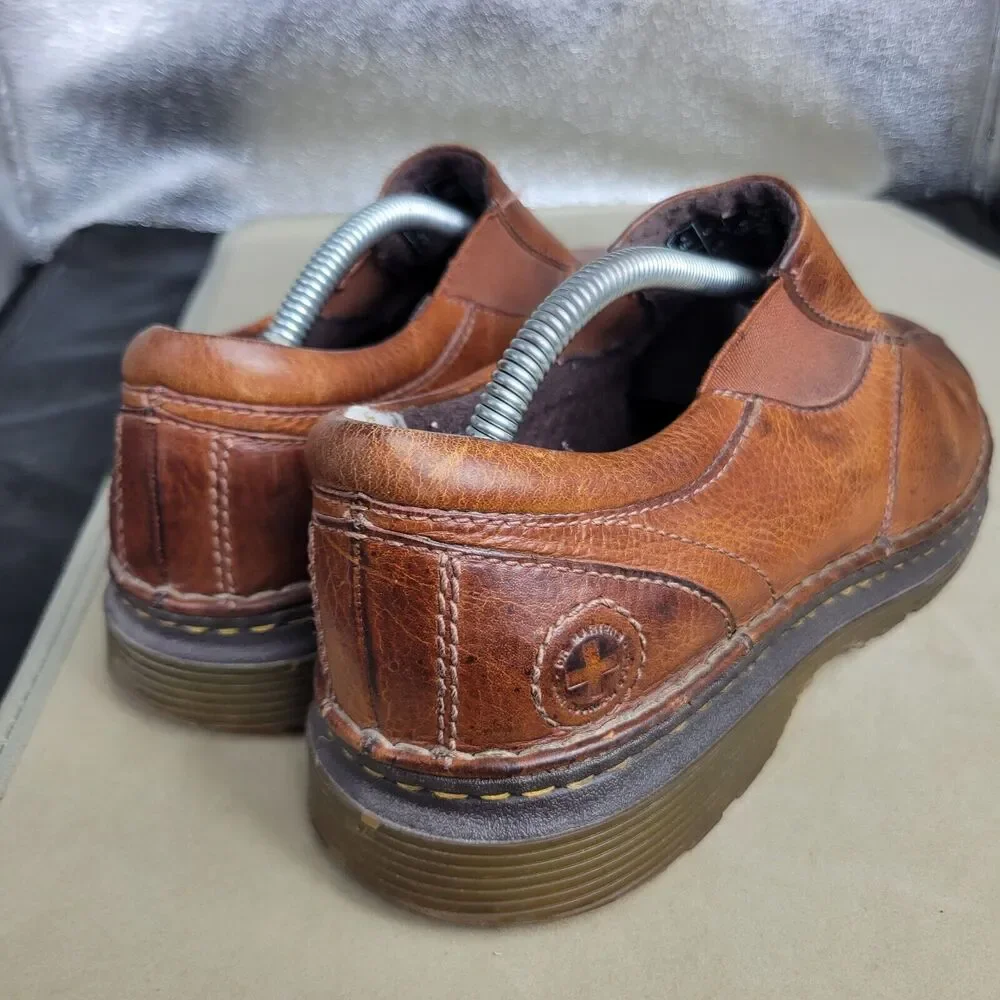 Dr Martens Shoes Mens Size 10 Brown Cognac Slip On Loafers Leather Boots Vintage